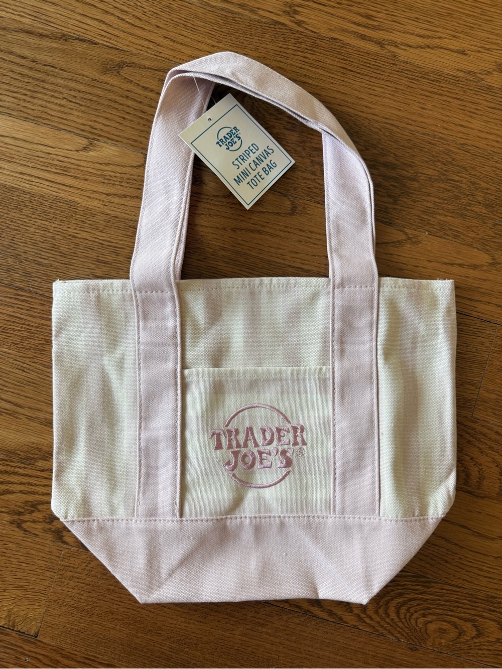 NWT Trader Joe’s Mini Canvas Tote Bags - Pastel Pink Stripe Summer 2026